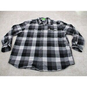 Carhartt Shirt Mens 2XL XXL Black Gray Flannel Check Workwear Casual Button Up